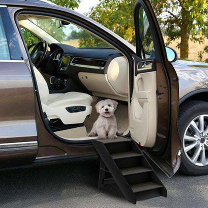 Pet Stairs - Home and Vehicle Foldable Nonslip Dog Steps with 3-Step Design - for Puppies, Kittens, and Other Small Pets by PETMAKER (Gray)