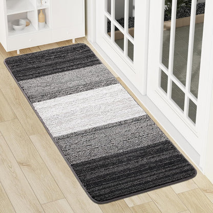 Smiry Dog Door Mat for Muddy Paws, Absorbs Moisture and Dirt, Low-Profile Entryway Mat with Non-Slip Backing, Entry Indoor Outdoor Doormat for Inside Floor (30x20 Inches, Grey, Striped)
