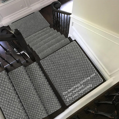 PURE ERA Bullnose Carpet Stair Treads Set Tape Free Non-Slip Indoor Stair Protectors Pet Friendly Rugs Covers Soft Skid Resistant Washable Reusable 9.5" x 30"(14 Pieces,Cream Gray)