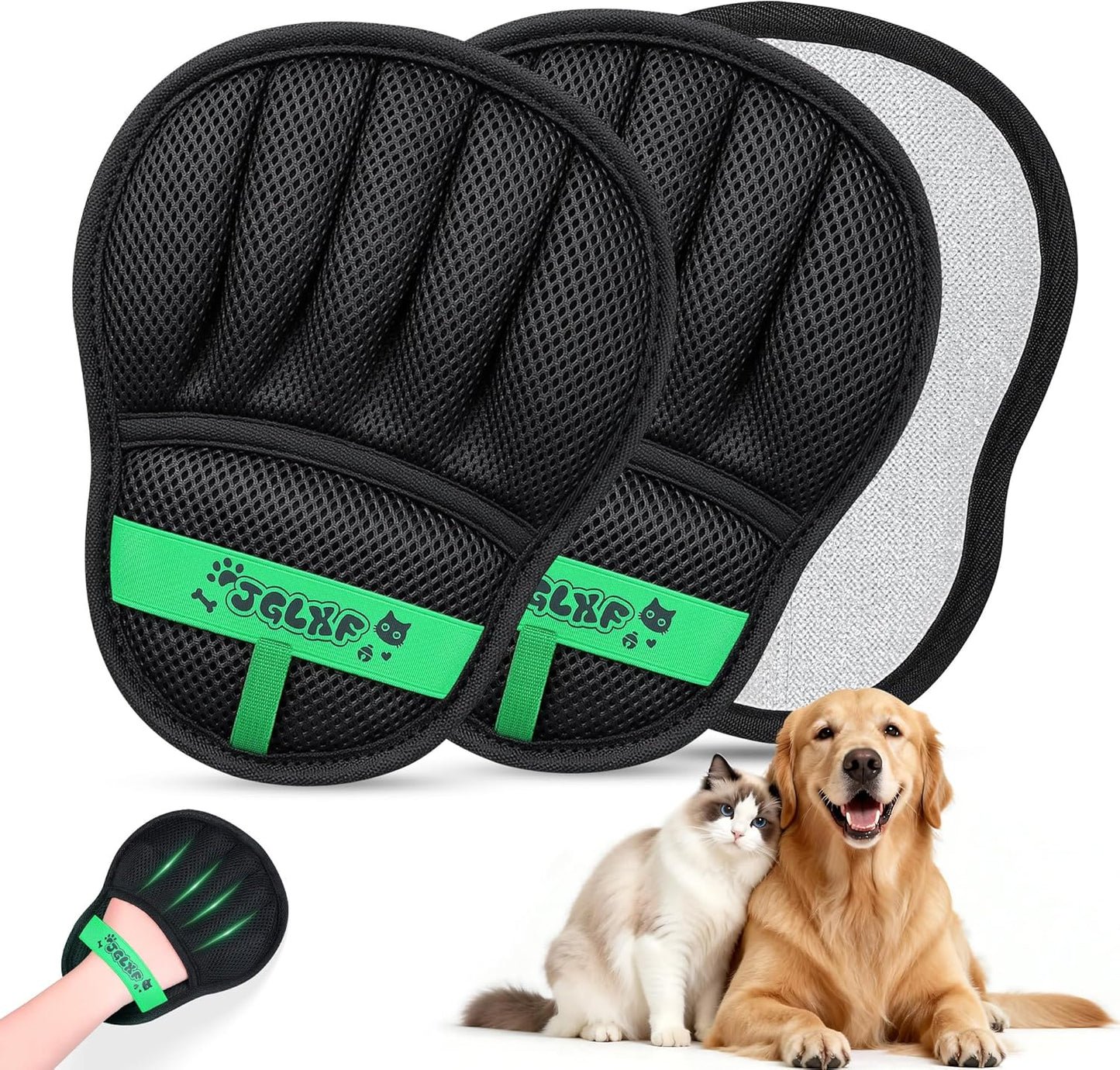 Upgraded Pet Hair Removal Glove for Dogs & Cats, Electrostatic Five-Finger Hair Remover for Furniture, Couch, Carpet, Clothing& Car Seat, 1Pcs Reusable Magic Brush Pet Hair Remover Tool (Black)
