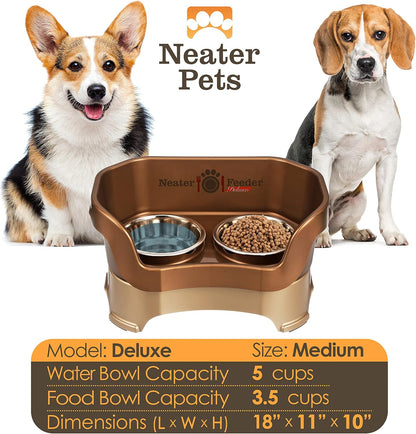 Neater Pet Brands Neater Feeder Deluxe Mess Proof Dog Bowls Elevated for Large Dogs Over 40 lbs, Made in USA, No Spill Raised Dog Food Bowl Stand Feeding Station, Food and Water Bowl Set, Black
