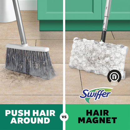 Swiffer Hair Magnet Deluxe Starter Kit with Collapsible Pole, 9 Hair Magnet Dry Cloths, 2 Bonus Mop & Go Wet Cloths