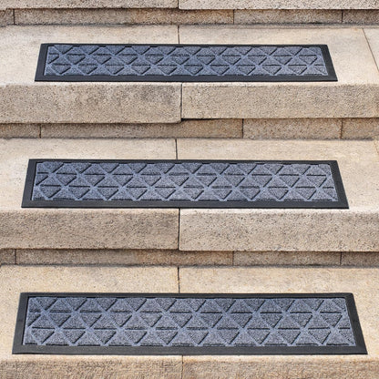 Rubber Stair Treads Non Slip Outdoor/Indoor 30" x 10" 6-Pack, Outdoor Stair Treads with Nosing for Garage, Patio, Wooden Marble Tile Metal Concrete Steps