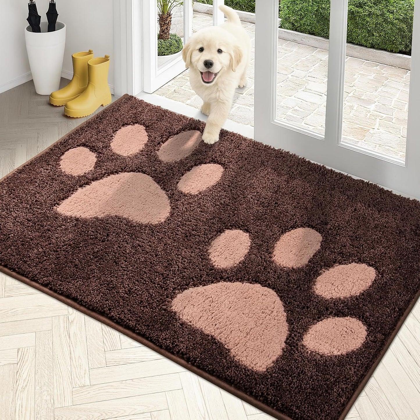 PURRUGS Dirt Trapping Door Mat 20" x 31.5", Non-Skid/Slip Machine Washable Microfiber Entryway Rug, Dog Doormat, Super Absorbent Welcome Mat for Muddy Wet Shoes and Paws, Grey