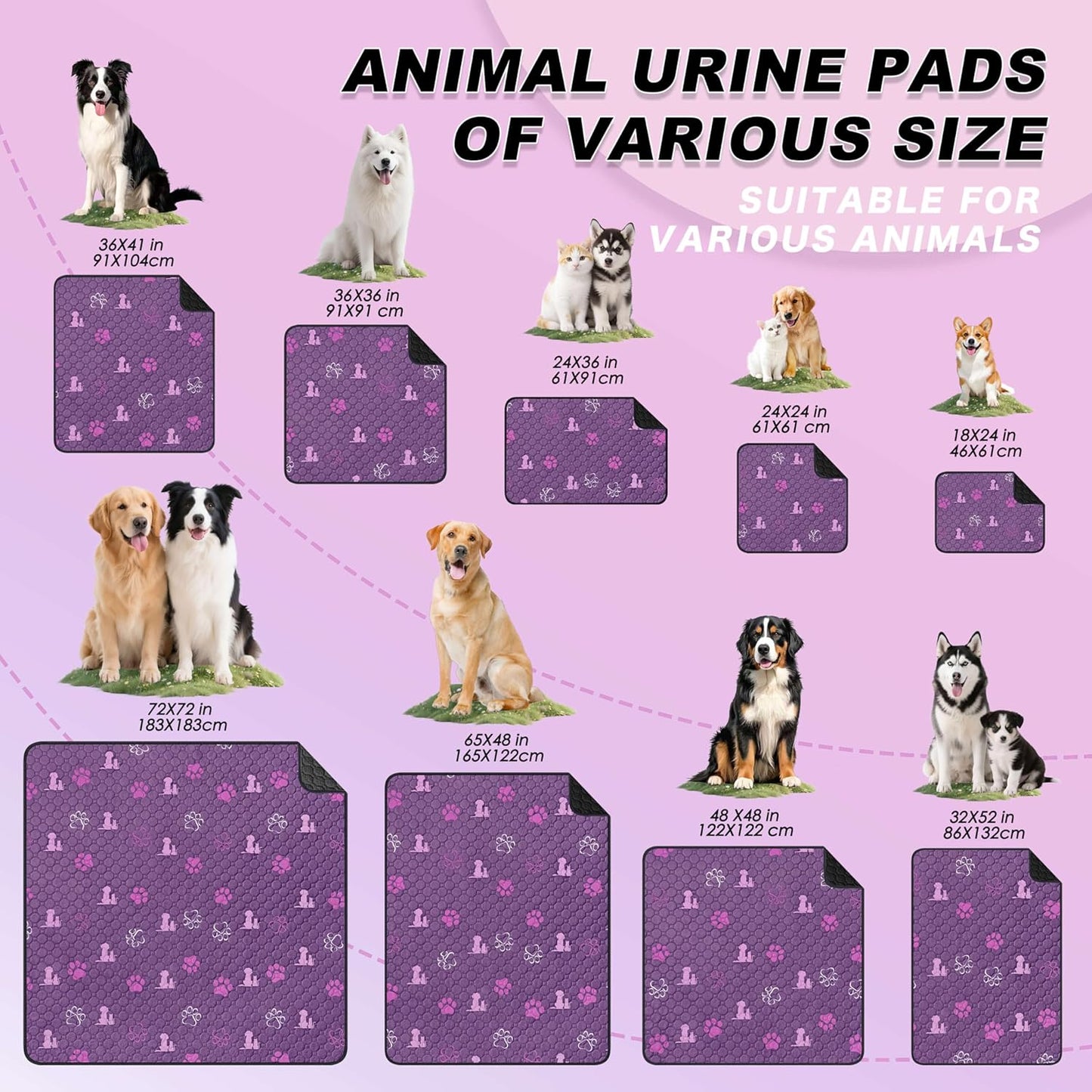 WanpeeGoo Washable Pee Pads for Dogs, 4 Pack Absorbent Reusable Training Dog Pads Pet Puppy Pads, Non-Slip Potty Pads for Whelping, Playpen, Crate, Bed, Grey 18"x24"