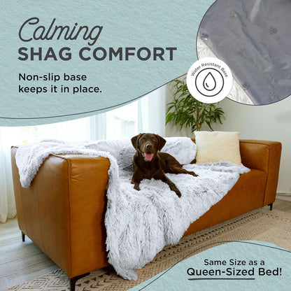 Best Friends by Sheri Calming Shag Dog Blanket – Ultra Soft Faux Fur Pet Throw, Anxiety-Relief, Lightweight Warm Bed Cover for Dogs and Cats, Machine Washable, Taupe, 30" x 40"