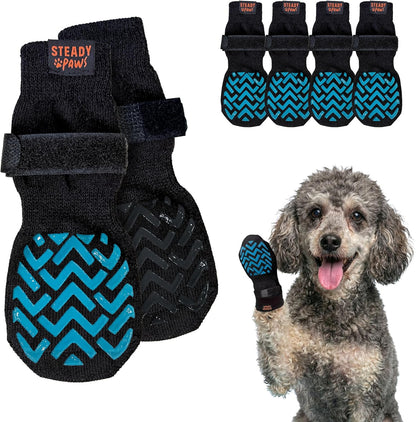 Anti-Slip Socks for Dogs - Breathable & Washable Non Slip Grippy Socks, Rubberized Paw & Adjustable Strap, Secure Fit to Prevent Slipping, Paw Protection for Senior Dogs, 4 Pack (Size XL)