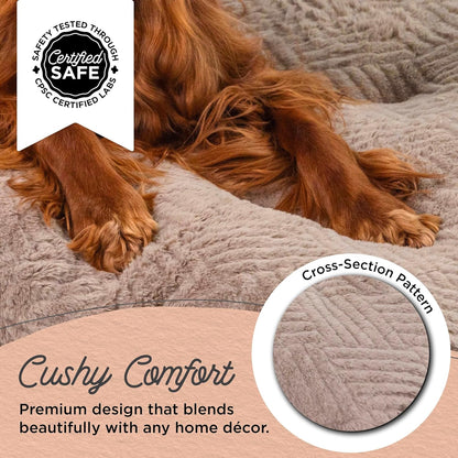 Best Friends by Sheri Comfy Crate Sleeper Mat – Plush Low-Pile Dog Bed, 42" x 28", XL & XXL Crates, Up to 100 lb Dogs, Machine Washable, Cross Section Pattern, Mushroom