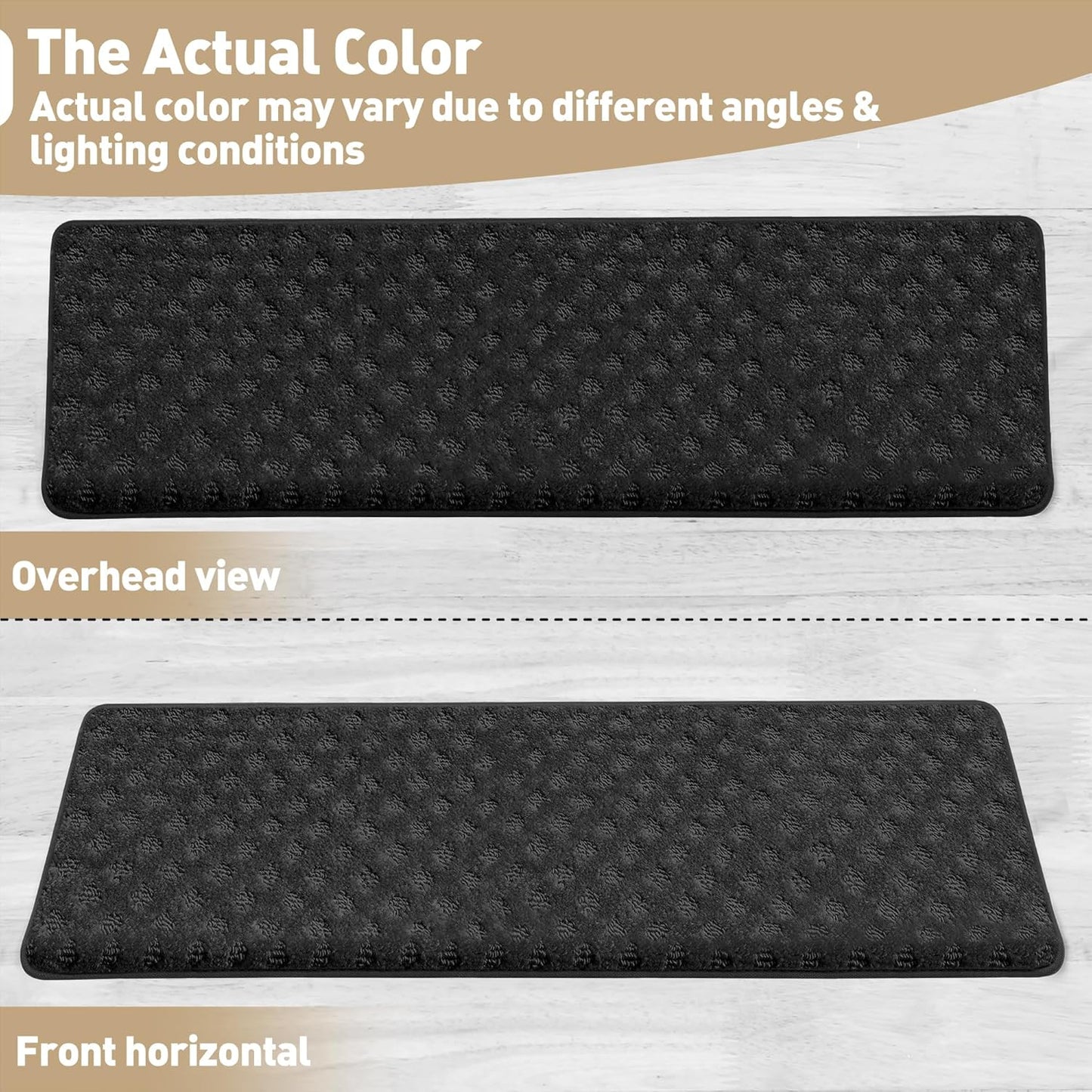 PURE ERA Bullnose Carpet Stair Treads Set Tape Free Non-Slip Indoor Stair Protectors Pet Friendly Rugs Covers Soft Skid Resistant Washable Reusable 9.5" x 30"(14 Pieces,Cream Gray)