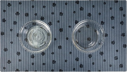 Drymate Pet Bowl Placemat, Dog & Cat Food Feeding Mat - Absorbent Fabric, Waterproof Backing, Slip-Resistant - Machine Washable/Durable (USA Made) (12” x 20”) (Indigo)