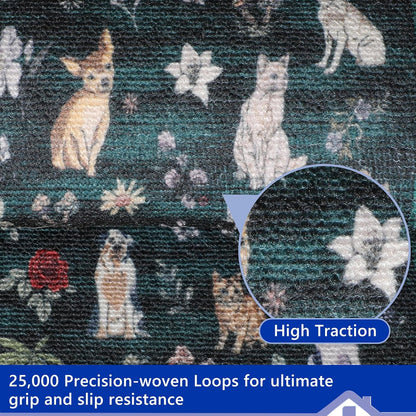 Animal Cat Dog Stair Treads Non Slip for Wooden Steps 15PCS 8"x30" Stair Carpet Treads TPR Backing Soft Stair Runner Washable Reusable Indoor Safety Stair Mats for Elders Kids Dogs Black
