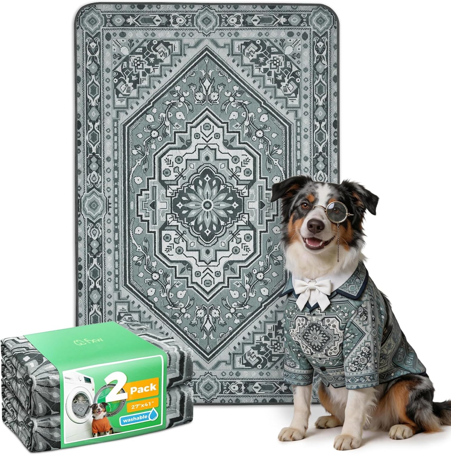 FXW Washable Pee Pads for Dogs, Puppy Pads with Super Absorbent, Specifically Designed for FXW Rollick/Homeplus 24inch 6 Panels Dog Playpen, 39" x 63" Rectangle, Khaki, 1 Pack