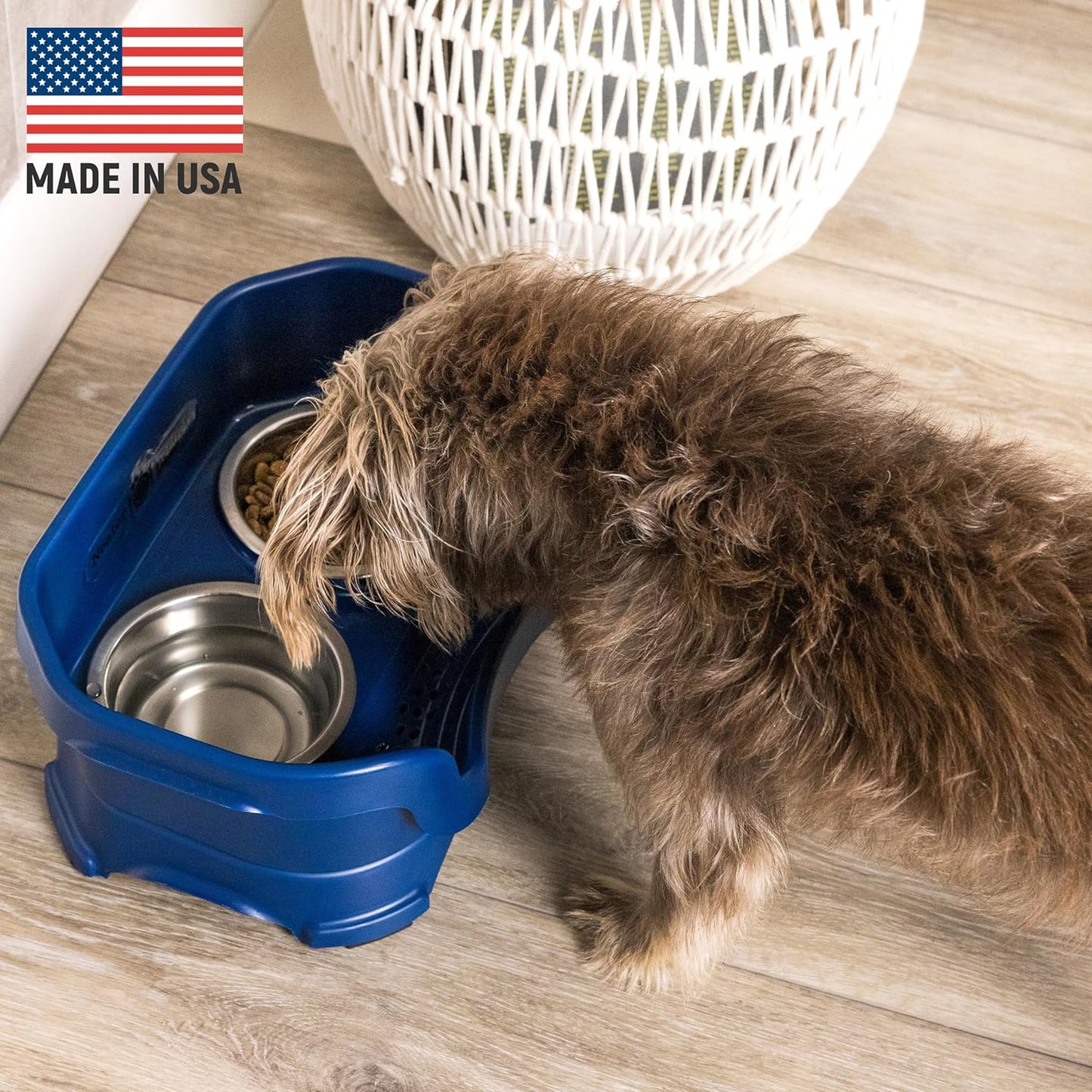 Neater Pet Brands Neater Feeder Deluxe Mess Proof Dog Bowls Elevated for Large Dogs Over 40 lbs, Made in USA, No Spill Raised Dog Food Bowl Stand Feeding Station, Food and Water Bowl Set, Black