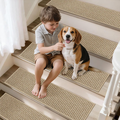 BEQHAUSE Stair Treads for Wooden Steps 28inX9in, Carpet Stair Treads Non Slip Indoor, Machine Washable Stair Runners for Kids Elders and Pets, Carpet for Stair Rugs Mat, TPE Backing, 15pcs, Taupe