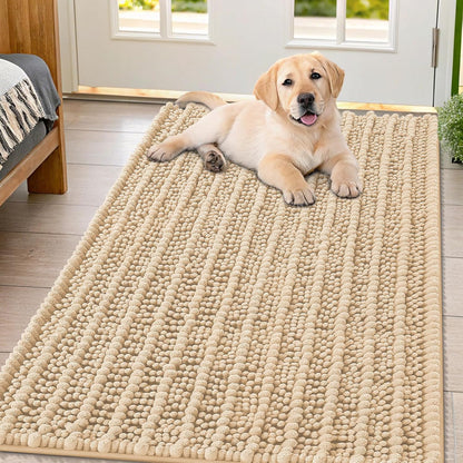 Smiry Dog Door Mat for Muddy Paws 30x20, Extra Soft Absorbent Chenille Doormat, Trap Moisture and Dirt, Non-Slip Machine Washable Front Door Mat for Indoor Entrance Inside Floor, Grey