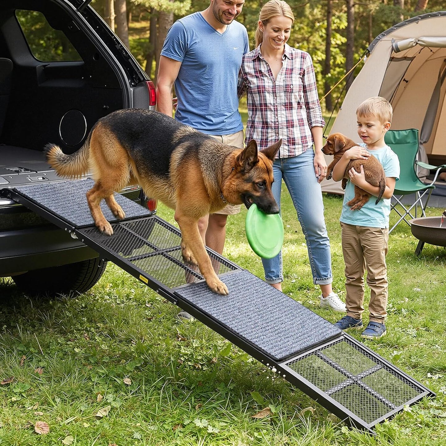 DoCred Dog Ramp for Car, 71'' L x 20'' W Dog Ramps for Large Dogs, Extra Wide Pet Ramp with Non-Slip Surface for Medium & Large Dogs to Get in Car, SUV & Truck, Supports Up to 250 Lbs