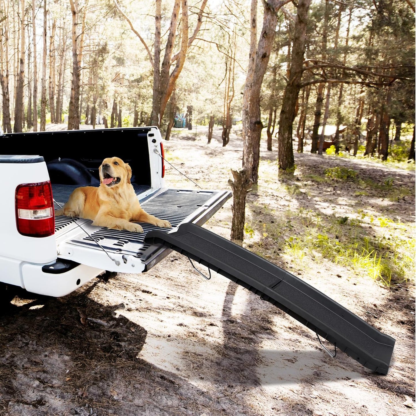 JupiterForce Folding Dog Ramp for Car, Non-Slip Pet Ramp with High Traction Surface, Portable & Lightweight Dog Ramps for SUV, Truck & Bed, Supports Large & Small Dogs