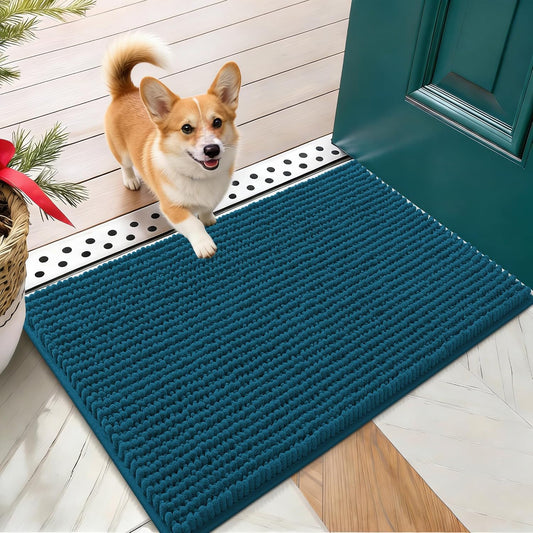 OLANLY Dog Door Mat for Muddy Paws 30x20, Ultra Absorbent Chenille Mud Doormat, Non-Slip Washable and Dirt Trapping Doormat for Indoor Entryway, Quick-Dry Indoor Pet Bed Mats for Dogs, Grey - Colors B