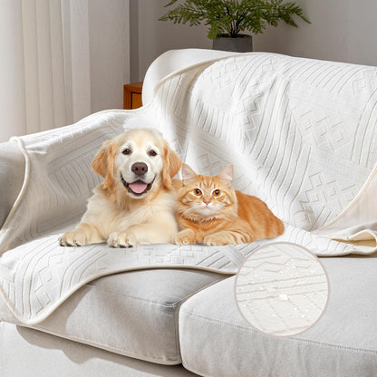 Waterproof Couch Cover, Reversible, Pet-Friendly, Washable and Anti-Slip Couch Covers for Sofa Protection with 3 Cushions, Sofa Slipcovers for Dogs and Cats (71×118in/Brown)