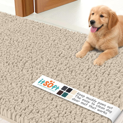 Dog Rugs for Muddy Paws 22x14 | Cleaner Mud Free Floors | Muddy Dogs Mats for Indoor, Dog Mat for Muddy Paws Door Mat Washable, Absorbent Chenille Mud Rug Paw Matt w/ Non Slip Backing, Charcoal Grey