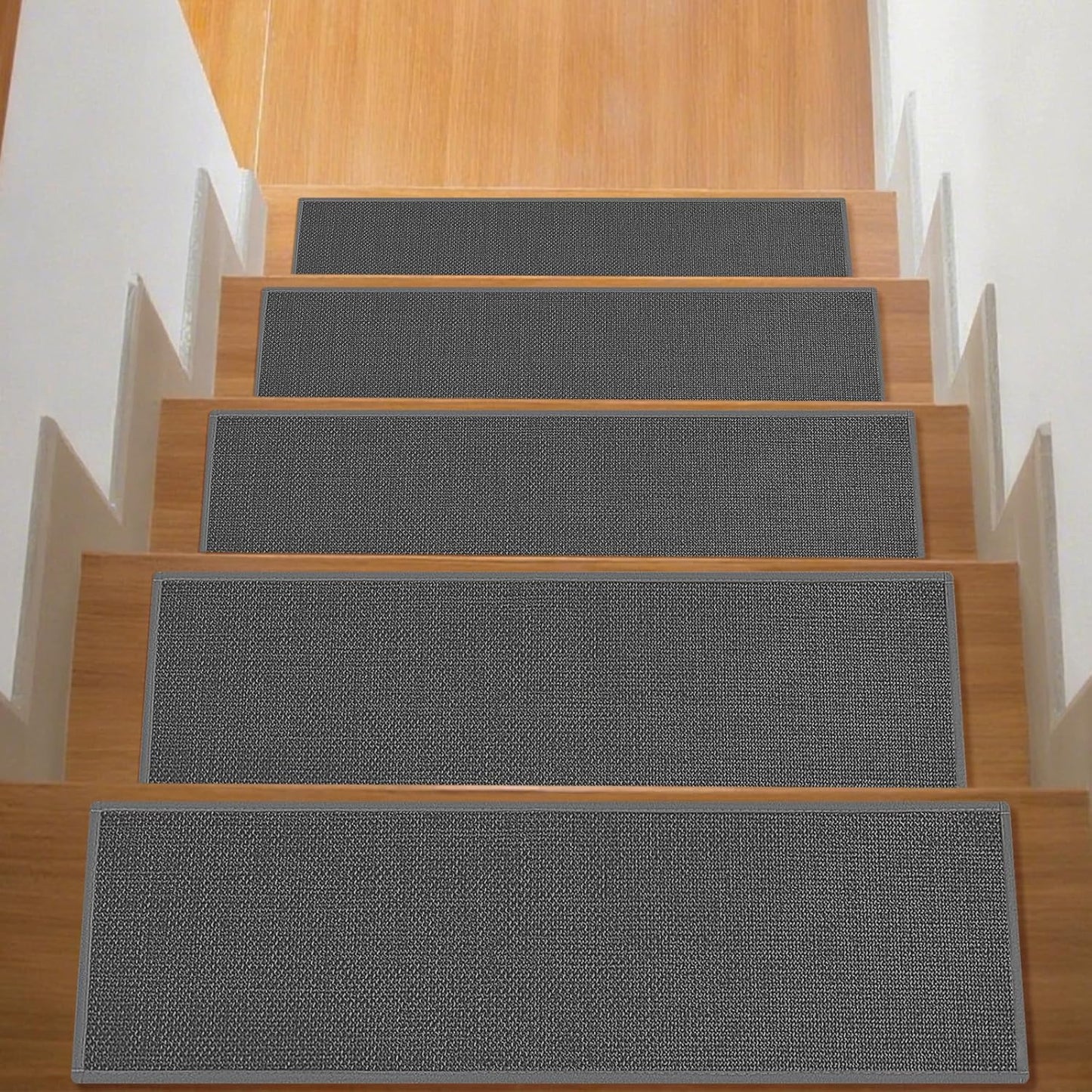 Stair Treads with Non-Slip Rubber Backing, Stair Treads for Wooden Steps, Indoor Stair Carpet Runners, Stair Rugs and Mats for Kids and Dogs, Gray, 8" x 30", 7 Pieces