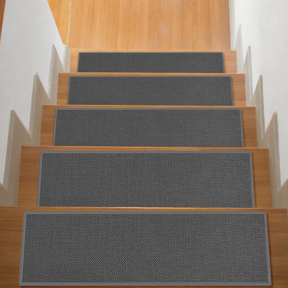 Stair Treads with Non-Slip Rubber Backing, Stair Treads for Wooden Steps, Indoor Stair Carpet Runners, Stair Rugs and Mats for Kids and Dogs, Gray, 8" x 30", 7 Pieces