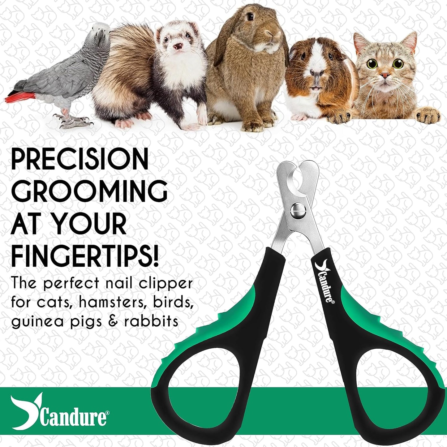 Candure Dog Nail Clippers Professional Pet Nail Clipper Suitable for Cats, Rabbits and Guinea Pigs - Safety Lock/Protective Guard to Avoid Over Cutting (Green, Medium to Small)