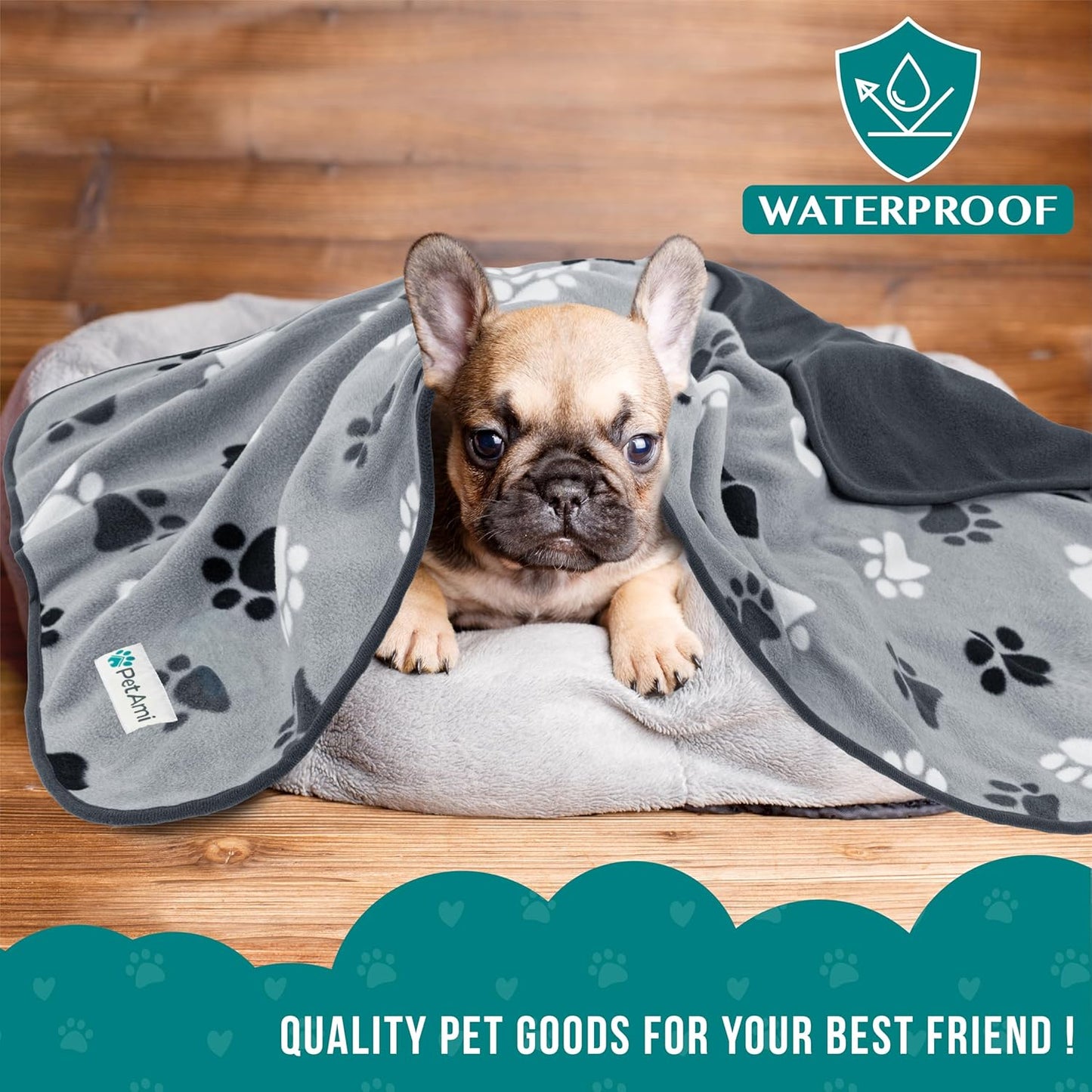 PetAmi Waterproof Dog Blanket for Medium Large Pets Dogs Cats, Pet Couch Cover Protector for Furniture, Reversible Washable Soft Fleece Cat Blanket for Bed Couch Sofa, 40x60 (Taupe/Beige)