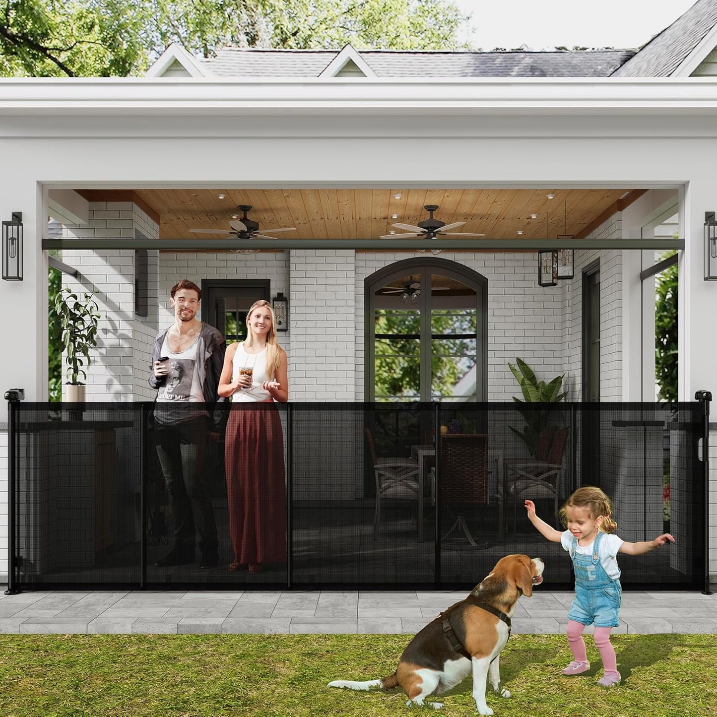 240" Retractable Baby Gates Extra Wide for Large Opening, 41" Extra Tall Retractable Dog Gate Pet Gates, Long Child Safety Mesh Gate with Fiberglass Rods for Stairs, Doorways, Hallways, Indoor/Outdoor