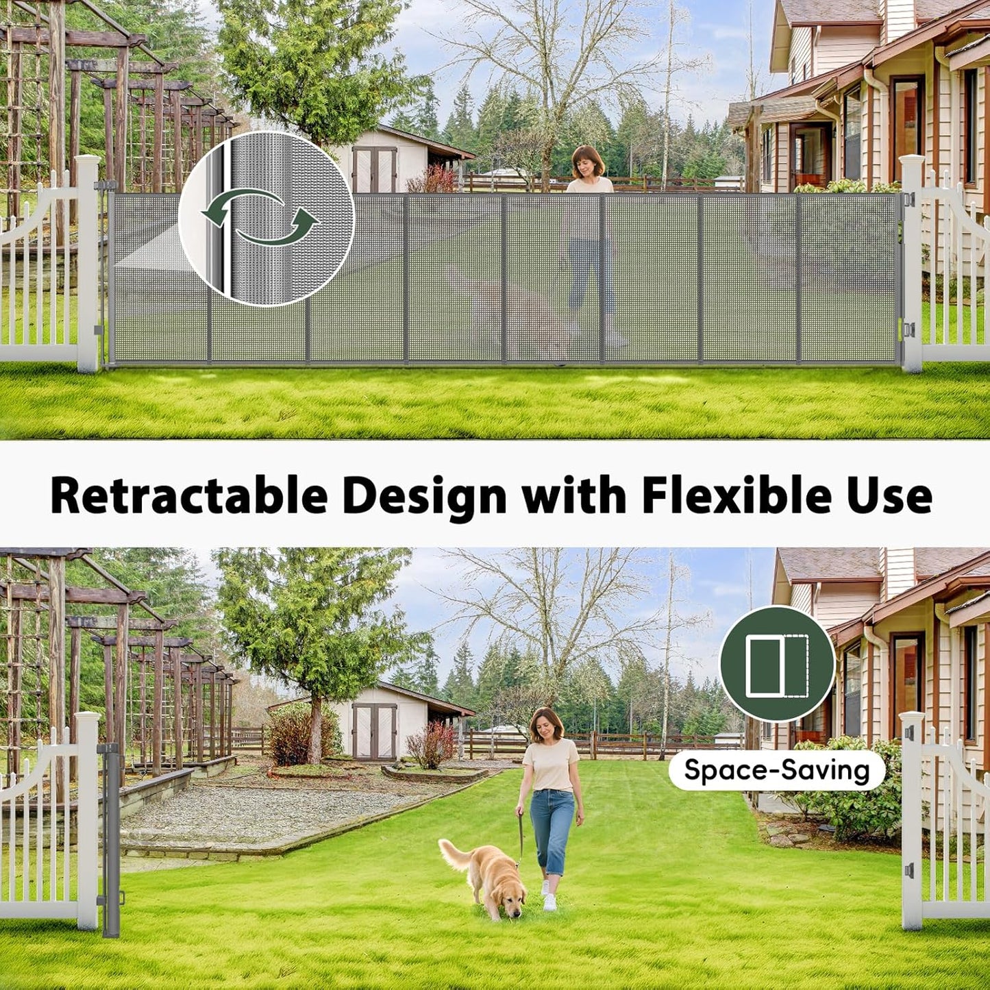 250" Reinforced Extra Wide Baby Gate Retractable Dog Gate, 21ft Extra Long Baby Gate Retractable Gates for Dogs, 48" Extra Tall Pet Gate Retractable Fence Outdoor Gate for Deck/Garage/Patio, Black