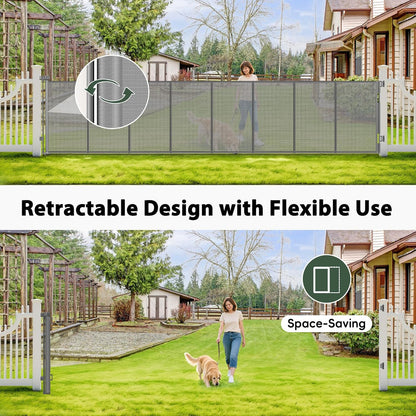 250" Reinforced Extra Wide Baby Gate Retractable Dog Gate, 21ft Extra Long Baby Gate Retractable Gates for Dogs, 48" Extra Tall Pet Gate Retractable Fence Outdoor Gate for Deck/Garage/Patio, Black