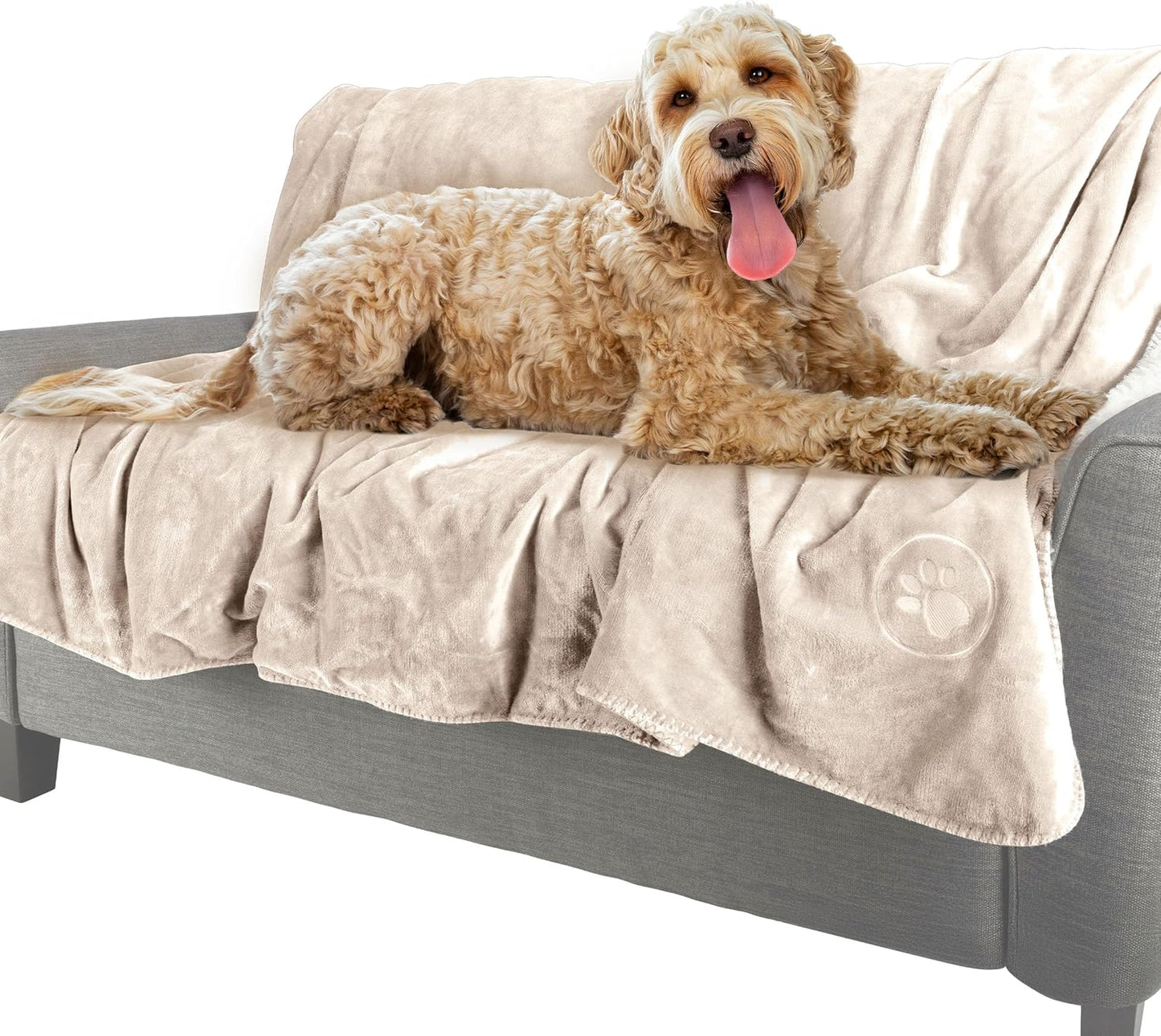 Waterproof Pet Blanket - 50x60-Inch Reversible Sherpa Fleece Throw Protects Couches, Cars, and Beds from Spills, Stains, and Fur by PETMAKER (Gray)