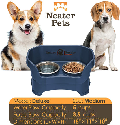Neater Pet Brands Neater Feeder Deluxe Mess Proof Dog Bowls Elevated for Large Dogs Over 40 lbs, Made in USA, No Spill Raised Dog Food Bowl Stand Feeding Station, Food and Water Bowl Set, Black