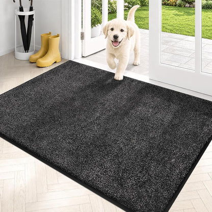 PURRUGS Dirt Trapping Door Mat 20" x 31.5", Non-Slip Machine Washable Entryway Rug, Dog Doormat, Indoor Front Door Mat, Super Absorbent Entry Rug for Muddy Shoes & Paws, Bluish Grey-Black