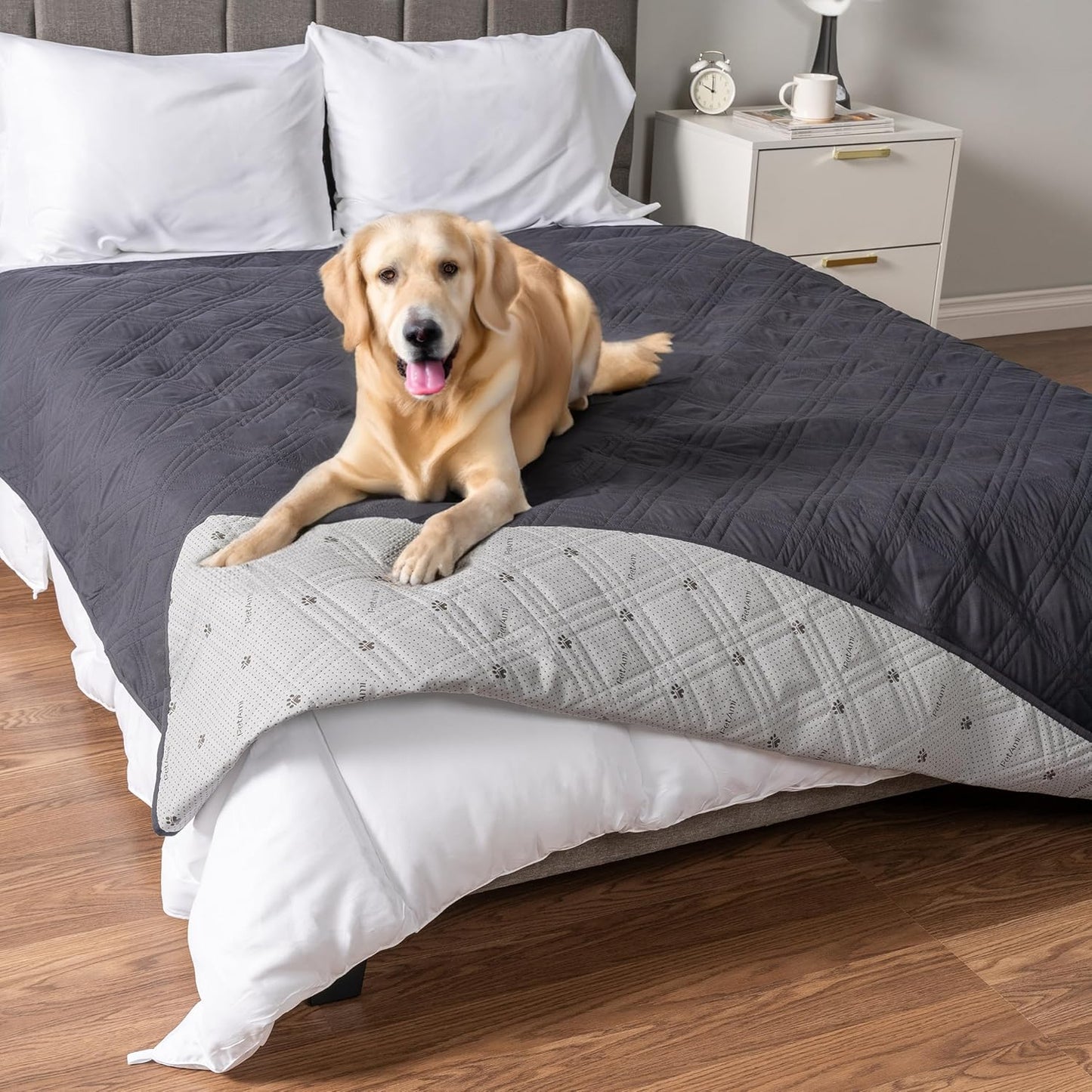 PetAmi Waterproof Couch Cover for Dogs, Reversible Furniture Cover Sofa Protector for Pet Cat Bed, Washable Blanket Dog Cover for Couch Seat, 52x82 Gray