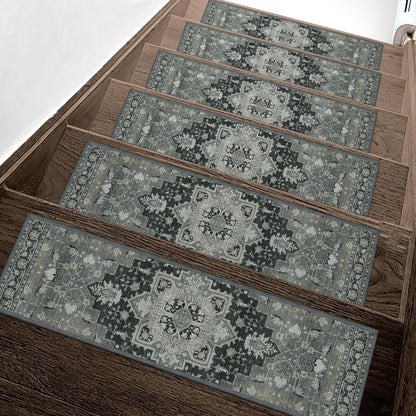 sarben Non Slip Stair Treads for Wooden Steps 15PCS - 8"x30" Indoor Safety Carpet, Edging Mats with TPE Adhesive Backing, Pet and Elderly Friendly Stair Rugs (Taupe) - Colors A