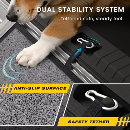 Portable Dog Ramp for Car – Foldable Dog Car Ramp for Truck, SUV, High Bed & Sofa with Anti-Slip Feet & Traction Carpet – Small to Large Breeds (63" Long & 17" Wide)
