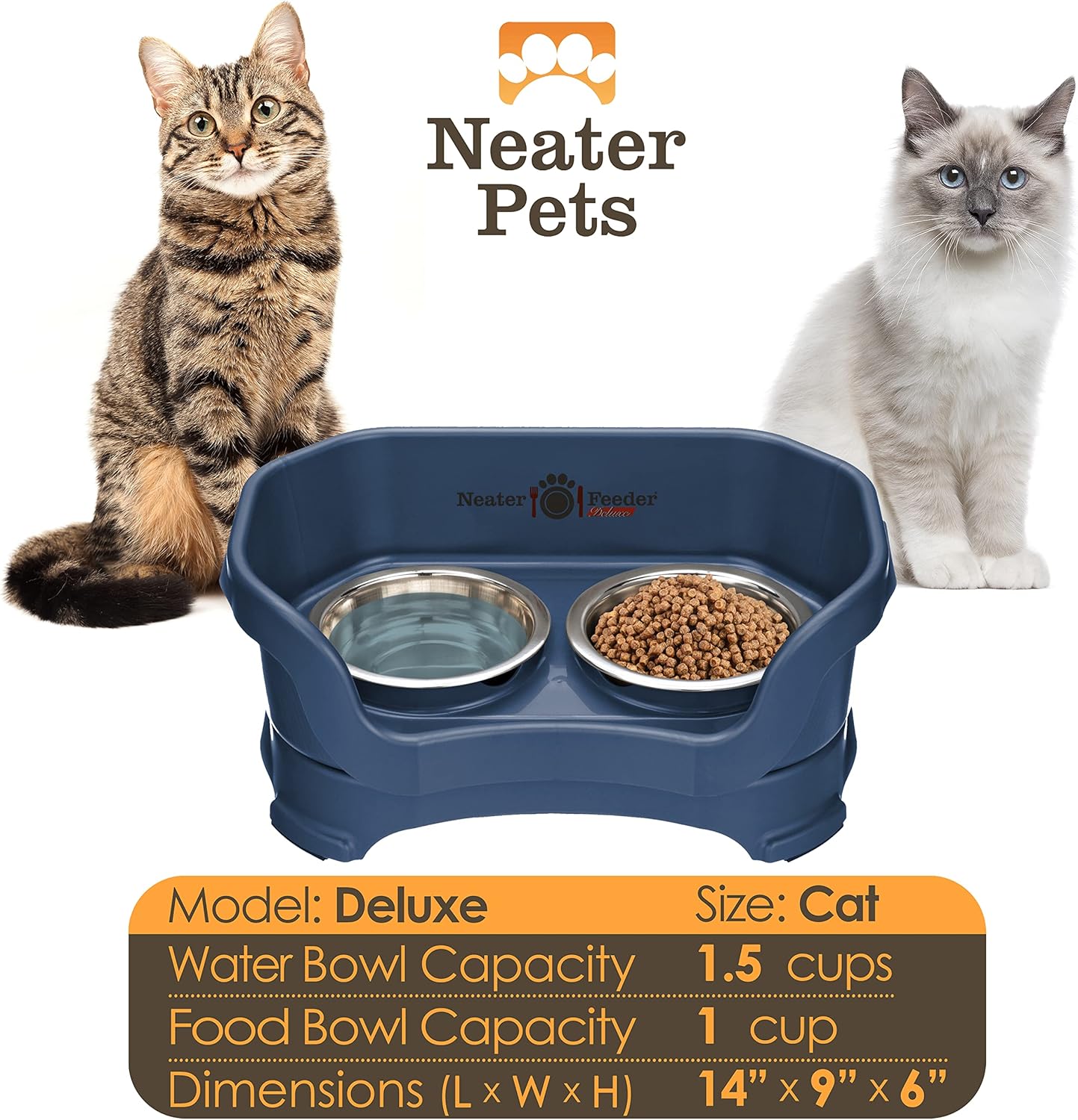 Neater Pet Brands Neater Feeder Deluxe Mess Proof Dog Bowls Elevated for Large Dogs Over 40 lbs, Made in USA, No Spill Raised Dog Food Bowl Stand Feeding Station, Food and Water Bowl Set, Black