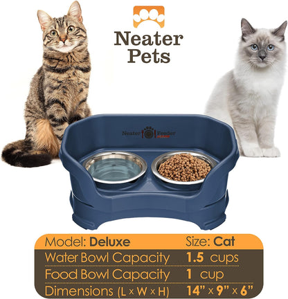 Neater Pet Brands Neater Feeder Deluxe Mess Proof Dog Bowls Elevated for Large Dogs Over 40 lbs, Made in USA, No Spill Raised Dog Food Bowl Stand Feeding Station, Food and Water Bowl Set, Black