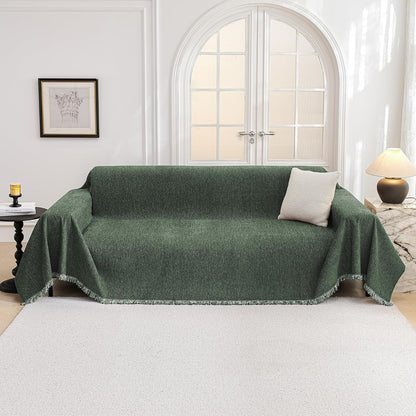 MYSKY HOME Couch Cover for Dogs, Washable Couch Covers, Non Slip Sofa Cover, Couch Cover 2 Cushion Sofa Dogs Furniture Protector with Tassels, Chenille Sofa Slipcover for Pets, 71"x118", Dark Grey