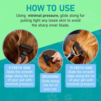Maxpower Planet Dog Rake and Dog Hair Brush - Gently Removes Loose Undercoat, Mats and Tangled - Deshedding Grooming Tool for Dogs & Cats - Self Cleaning Slicker Brush - All Hair Types