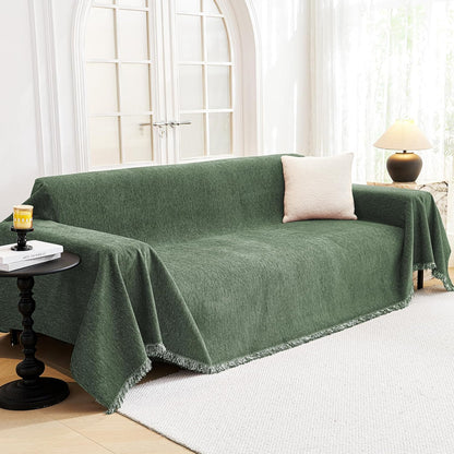 MYSKY HOME Couch Cover for Dogs, Washable Couch Covers, Non Slip Sofa Cover, Couch Cover 2 Cushion Sofa Dogs Furniture Protector with Tassels, Chenille Sofa Slipcover for Pets, 71"x118", Dark Grey