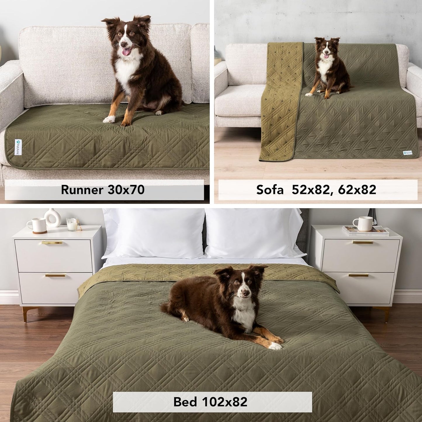 PetAmi Waterproof Couch Cover for Dogs, Reversible Furniture Cover Sofa Protector for Pet Cat Bed, Washable Blanket Dog Cover for Couch Seat, 52x82 Gray