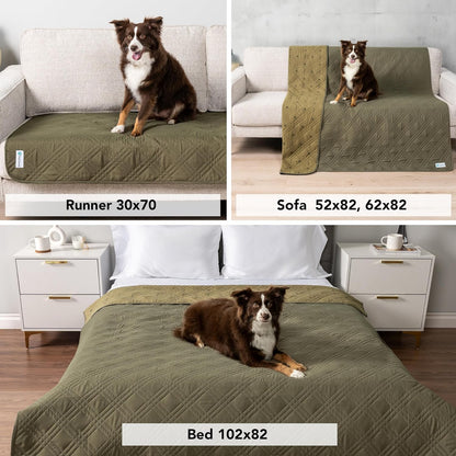 PetAmi Waterproof Couch Cover for Dogs, Reversible Furniture Cover Sofa Protector for Pet Cat Bed, Washable Blanket Dog Cover for Couch Seat, 52x82 Gray