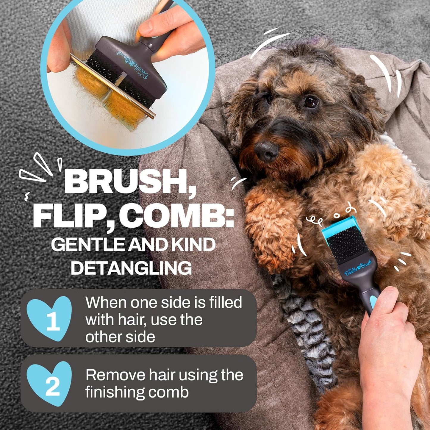 Slicker Brush for Dogs, Single Head Dog Hair Brushes, Flexible Head Slicker for Dogs, Poodle, Labradoodle, Sheepadoodle, Tangle-Free Grooming, Healthy & Shiny Coat Pet Brushes