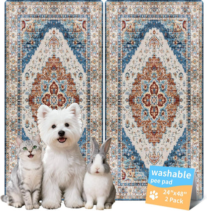 Washable Pee Pads for Dogs, Reusable Puppy Potty Training Pads, Ultra-Absorbent Thick Waterproof Leak-Proof Non-Slip Pads & Mat for Crate, Playpen, Floor, Whelping & Housebreaking , 2 Pack 18"x24"