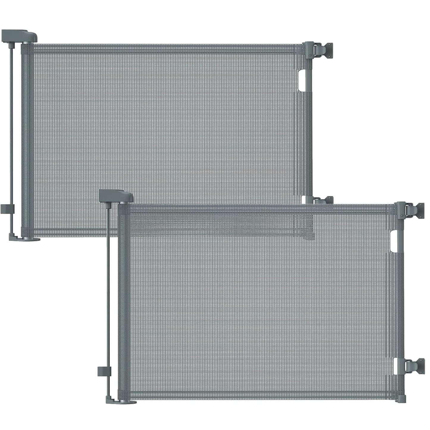 Retractable Baby Gates, Mesh Dog Gate for Doorways, 33.6" Tall, Expands to 55" Wide,Pet Safety Essential Fit for Baseboards, Wide Toddlers Gates for Hallways, Indoor & Outdoor,Gray