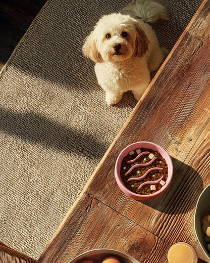 Ceramic Slow Feeder Dog Bowls for Medium and Large Dogs, 2.0 Cups Dog Slow Feeder for Fast Eater, 30oz, 8in, White