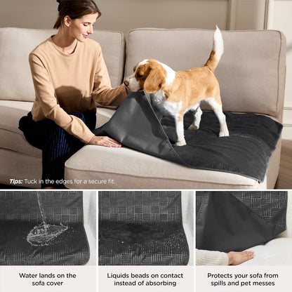 Bedsure Waterproof Couch Cover for Dogs Washable - Waterproof Blanket for Large Dogs Couch Sofa Bed Cozy, Lightweight Furniture Protector for Pet Cat Quick Drying, Ash Grey, 52x82IN