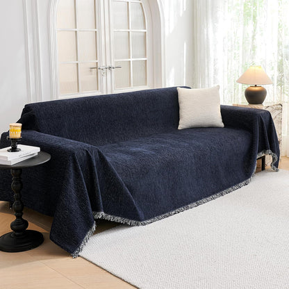 MYSKY HOME Couch Cover for Dogs, Washable Couch Covers, Non Slip Sofa Cover, Couch Cover 2 Cushion Sofa Dogs Furniture Protector with Tassels, Chenille Sofa Slipcover for Pets, 71"x118", Dark Grey